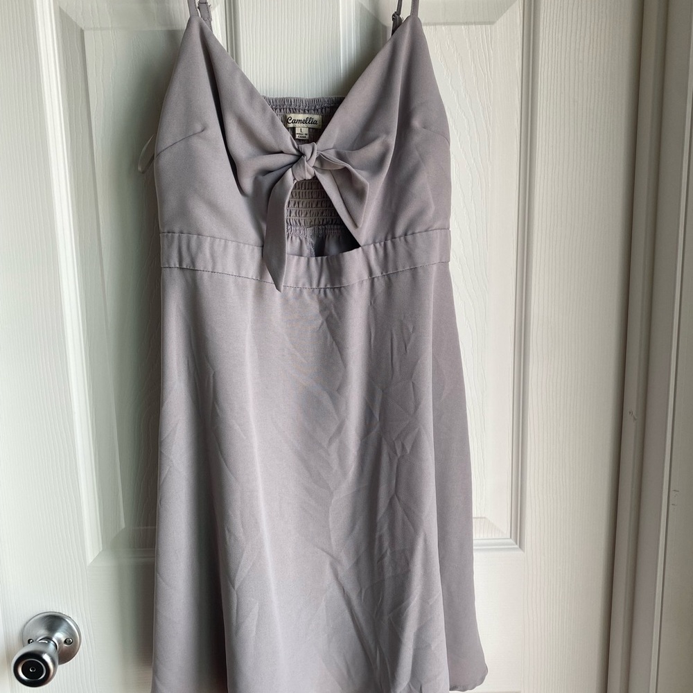 Camellia Gray Keyhole Dress